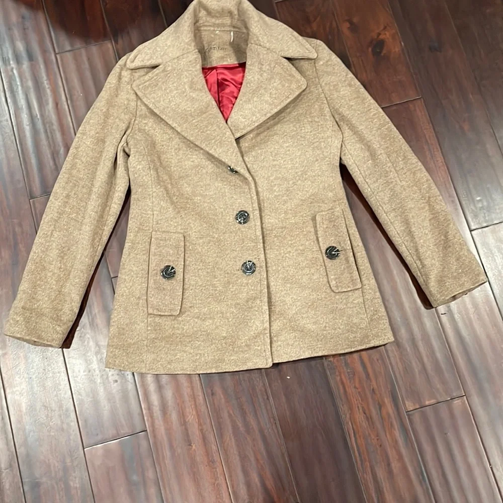 Calvin Klein Beige Wool Peacoat - Picture 3 of 13